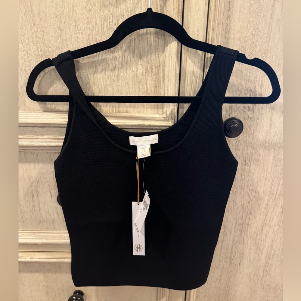House of Harlow 1960 black ribbed tank